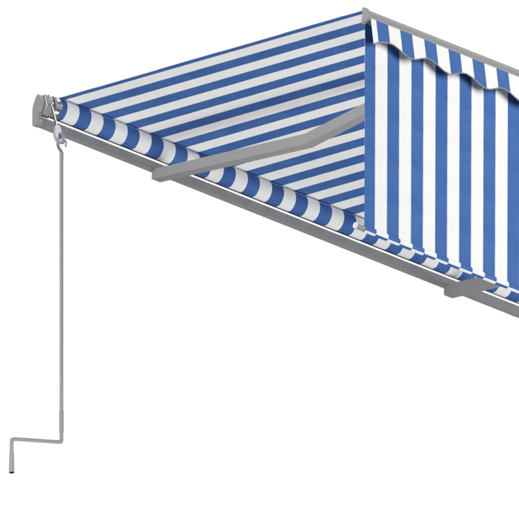 Manual Retractable Awning with Blind 4x3m Blue&White