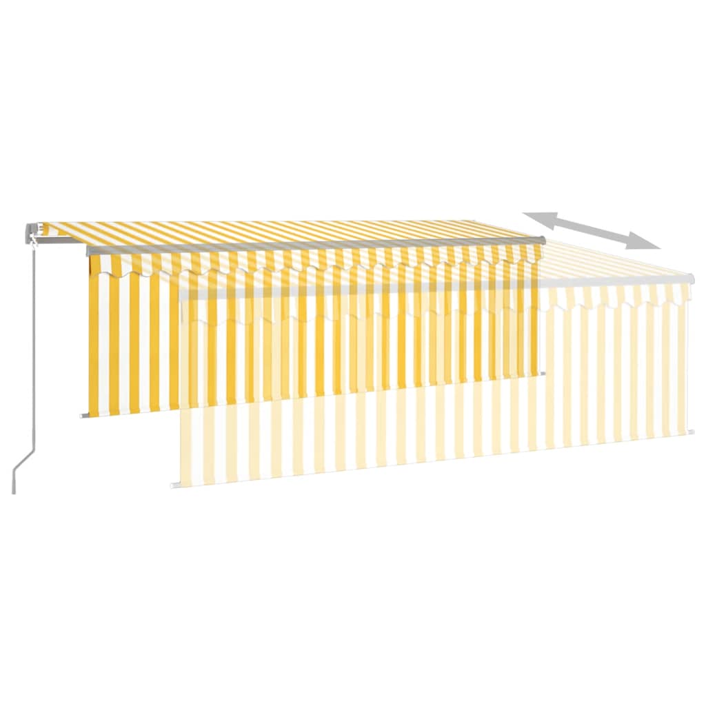 Manual Retractable Awning with Blind 4x3m Yellow&White