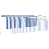 Manual Retractable Awning with Blind&LED 4x3m Blue&White