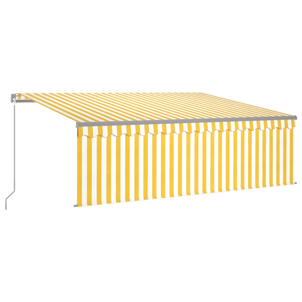 Manual Retractable Awning with Blind&LED 4x3m Yellow&White