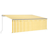 Manual Retractable Awning with Blind&LED 4x3m Yellow&White