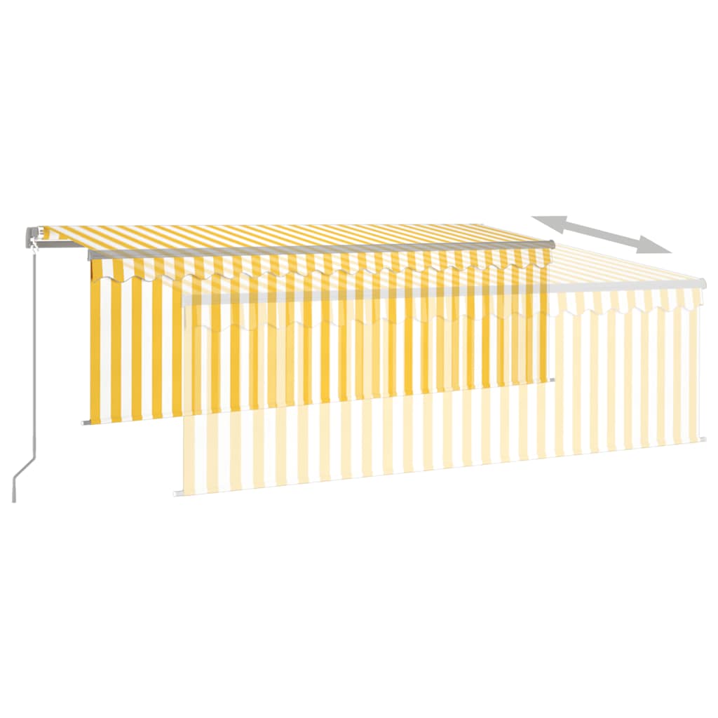 Manual Retractable Awning with Blind&LED 4x3m Yellow&White