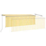 Manual Retractable Awning with Blind&LED 4x3m Yellow&White