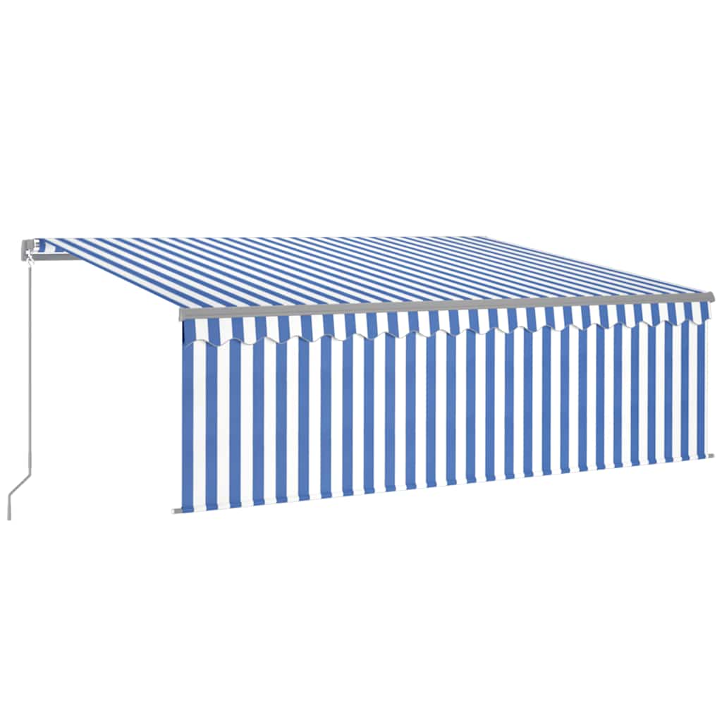 Manual Retractable Awning with Blind 4.5x3m Blue&White