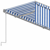 Manual Retractable Awning with Blind 4.5x3m Blue&White