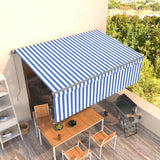 Manual Retractable Awning with Blind 4.5x3m Blue&White