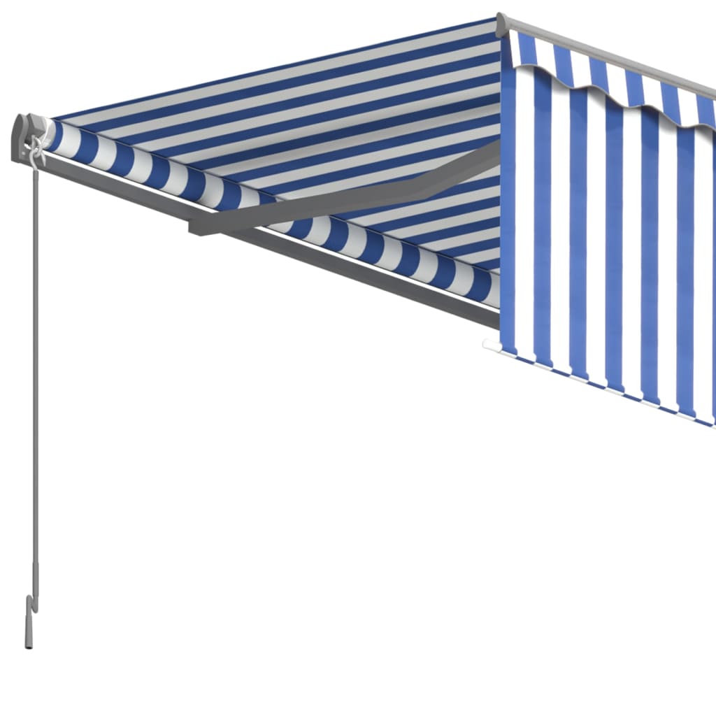 Manual Retractable Awning with Blind 5x3m Blue&White