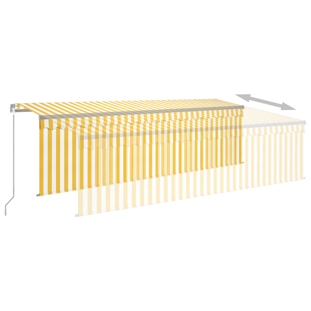 Manual Retractable Awning with Blind 5x3m Yellow&White