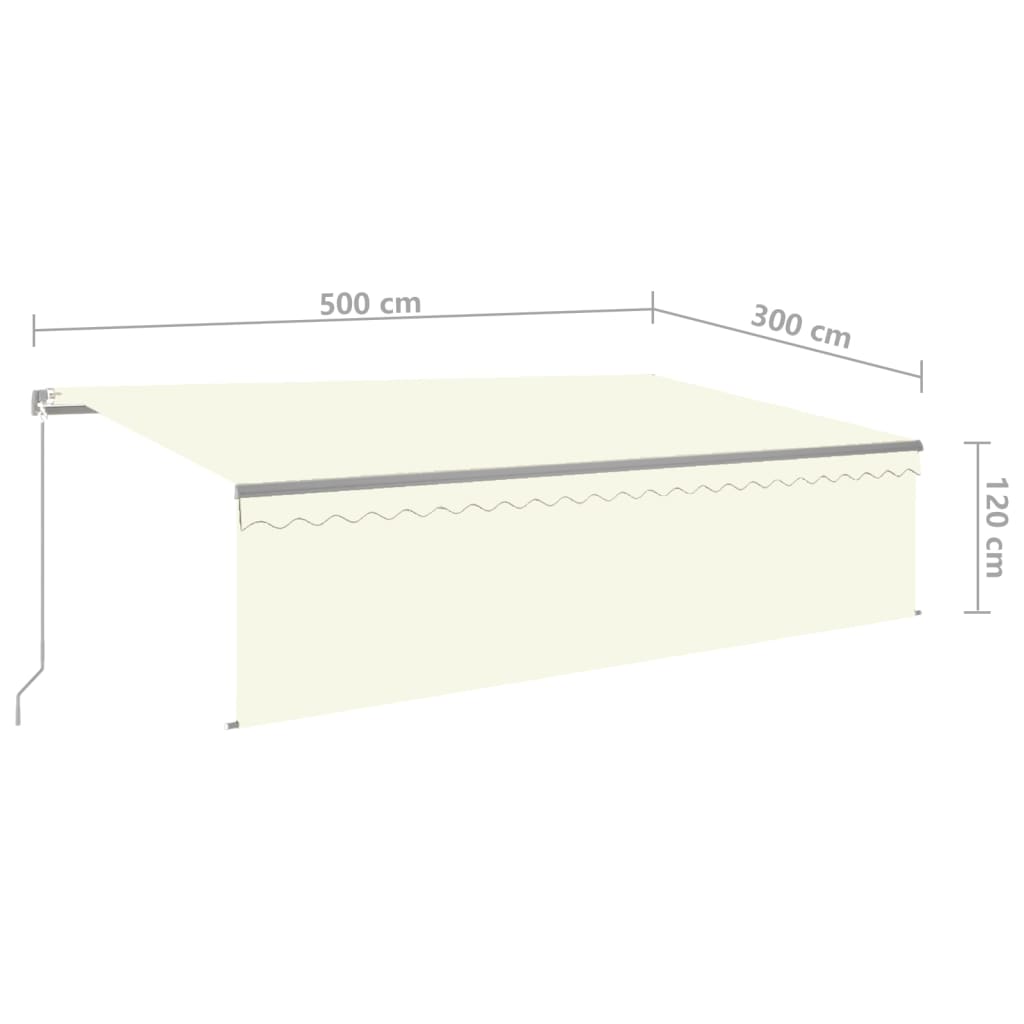 Manual Retractable Awning with Blind&LED 5x3m Cream