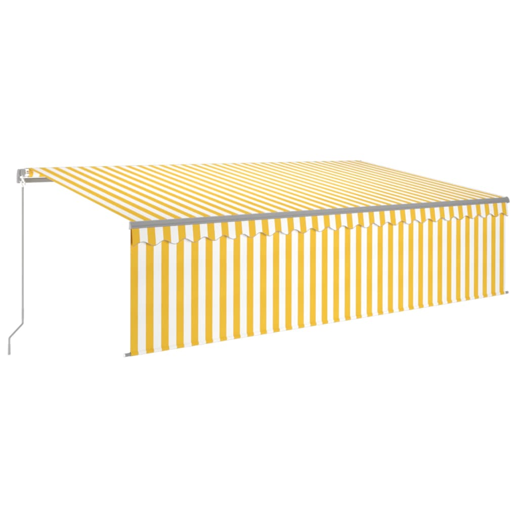 Manual Retractable Awning with Blind&LED 5x3m Yellow&White