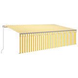 Manual Retractable Awning with Blind&LED 5x3m Yellow&White