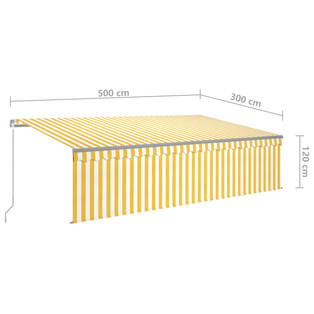 Manual Retractable Awning with Blind&LED 5x3m Yellow&White