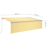 Manual Retractable Awning with Blind&LED 5x3m Yellow&White