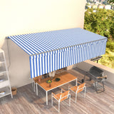 Manual Retractable Awning with Blind 6x3m Blue&White