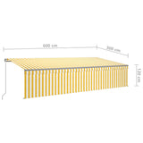 Manual Retractable Awning with Blind 6x3m Yellow&White