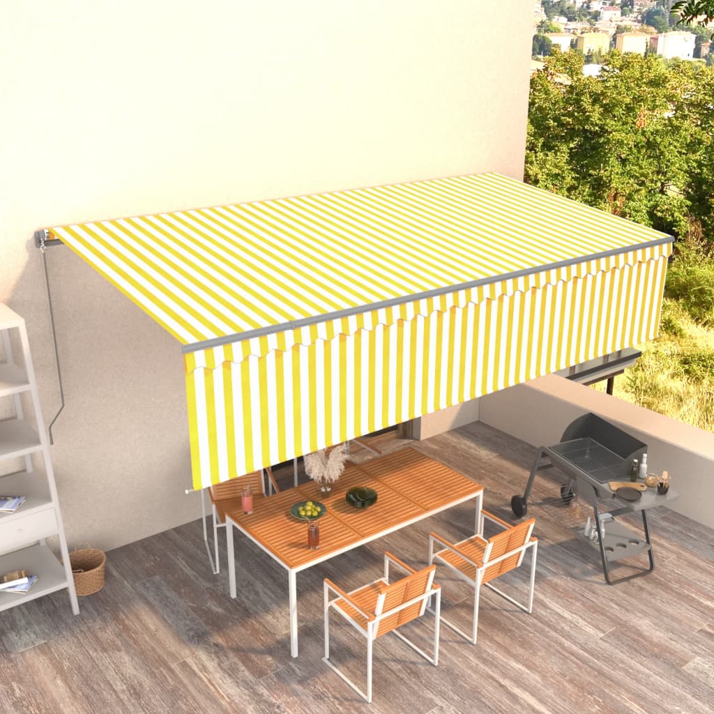 Manual Retractable Awning with Blind 6x3m Yellow&White