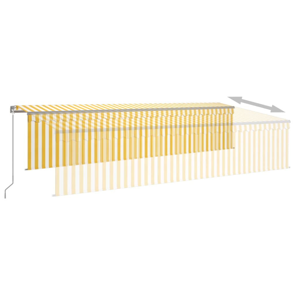 Manual Retractable Awning with Blind&LED 6x3m Yellow&White