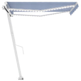 Manual Retractable Awning with LED 300x250 cm Blue and White