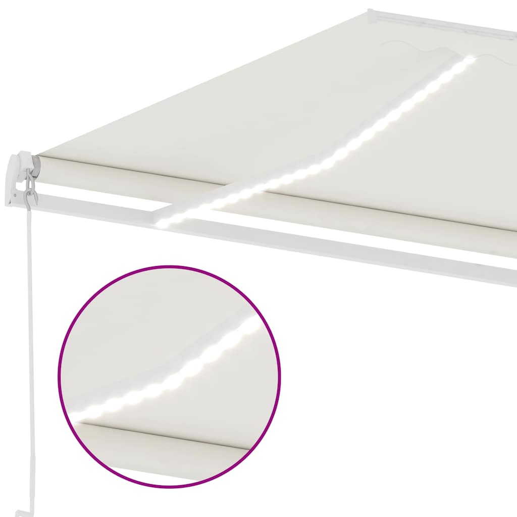 Manual Retractable Awning with LED 300x250 cm Cream