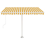 Manual Retractable Awning with LED 300x250 cm Yellow and White
