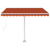 Manual Retractable Awning with LED 300x250 cm Orange and Brown