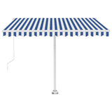 Manual Retractable Awning with LED 350x250 cm Blue and White