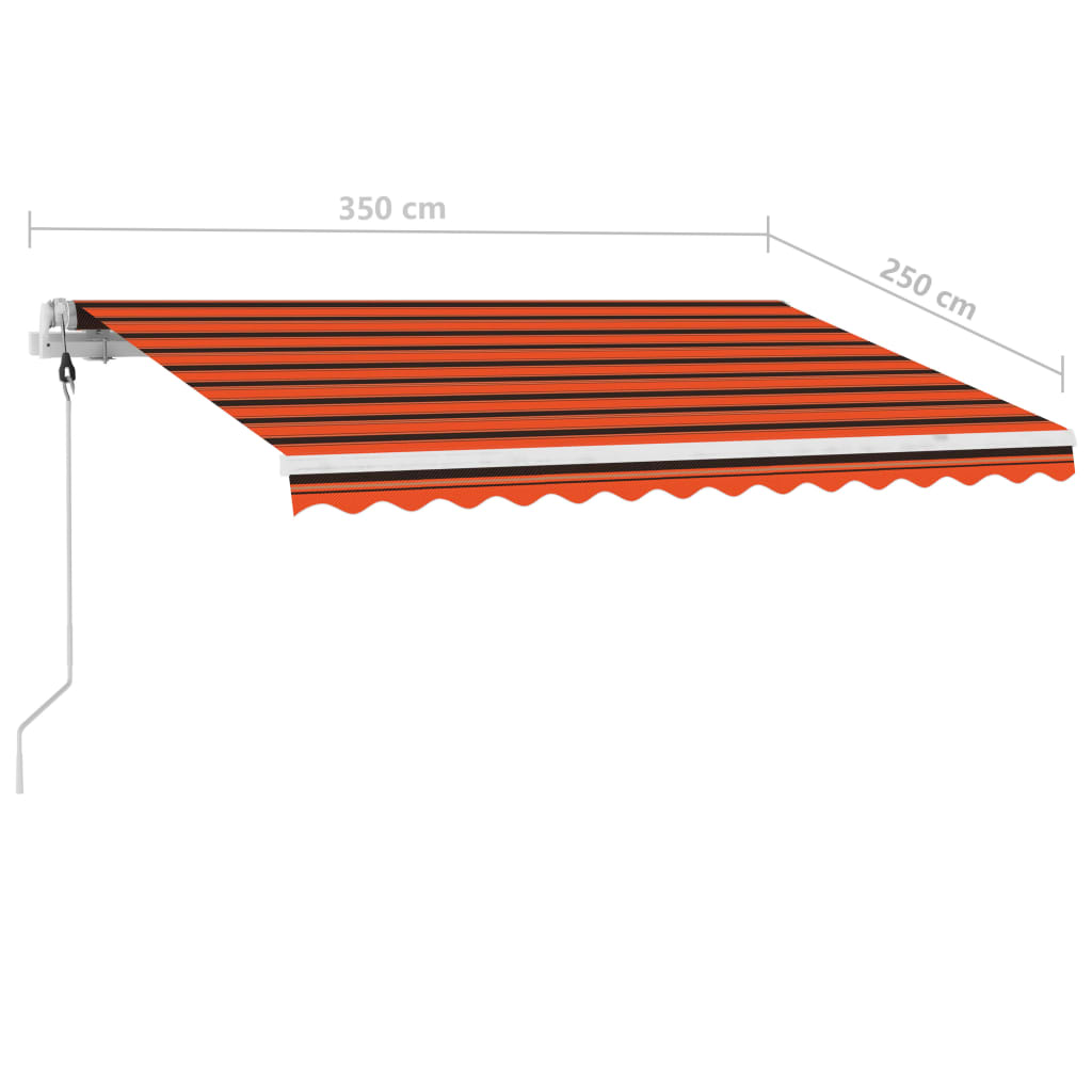 Manual Retractable Awning with LED 350x250 cm Orange and Brown