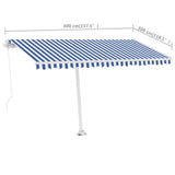 Freestanding Manual Retractable Awning 400x300 cm Blue/White