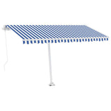 Manual Retractable Awning with LED 400x300 cm Blue and White