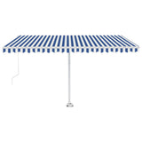 Manual Retractable Awning with LED 400x300 cm Blue and White