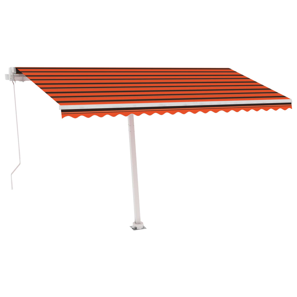 Manual Retractable Awning with LED 400x300 cm Orange and Brown