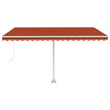 Manual Retractable Awning with LED 400x300 cm Orange and Brown