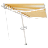 Manual Retractable Awning with LED 450x300 cm Yellow and White