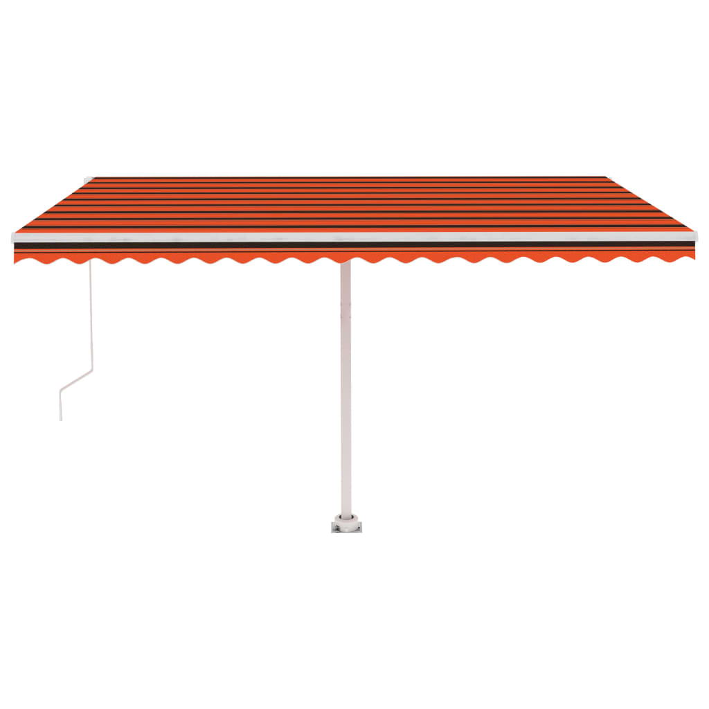 Manual Retractable Awning with LED 450x300 cm Orange and Brown