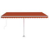 Manual Retractable Awning with LED 450x300 cm Orange and Brown