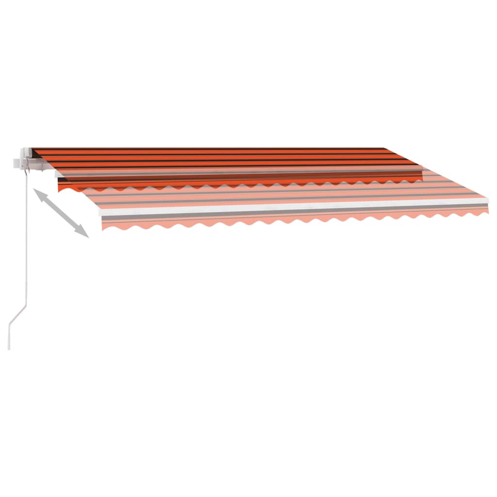 Manual Retractable Awning with LED 450x300 cm Orange and Brown