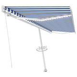 Manual Retractable Awning with LED 500x300 cm Blue and White