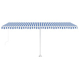 Manual Retractable Awning with LED 500x300 cm Blue and White