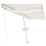 Manual Retractable Awning with LED 500x300 cm Cream