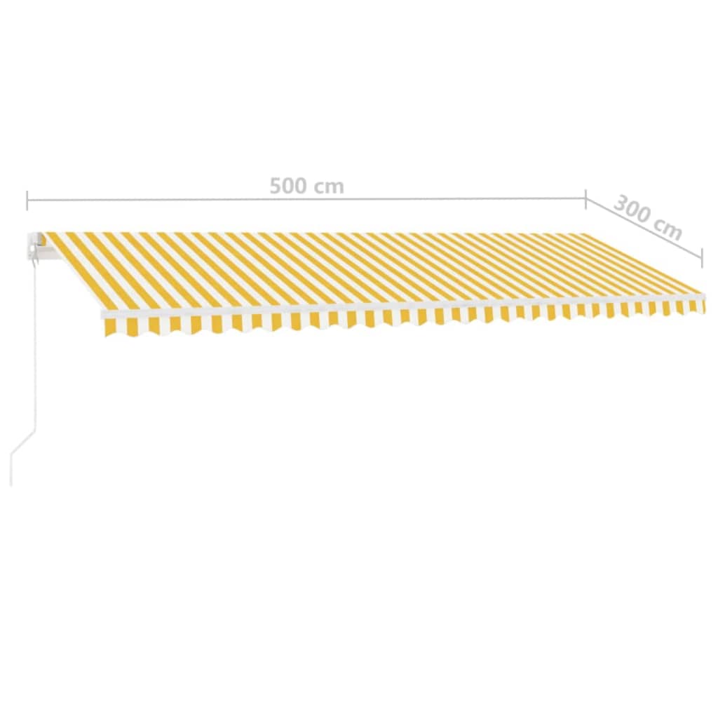 Manual Retractable Awning with LED 500x300 cm Yellow and White