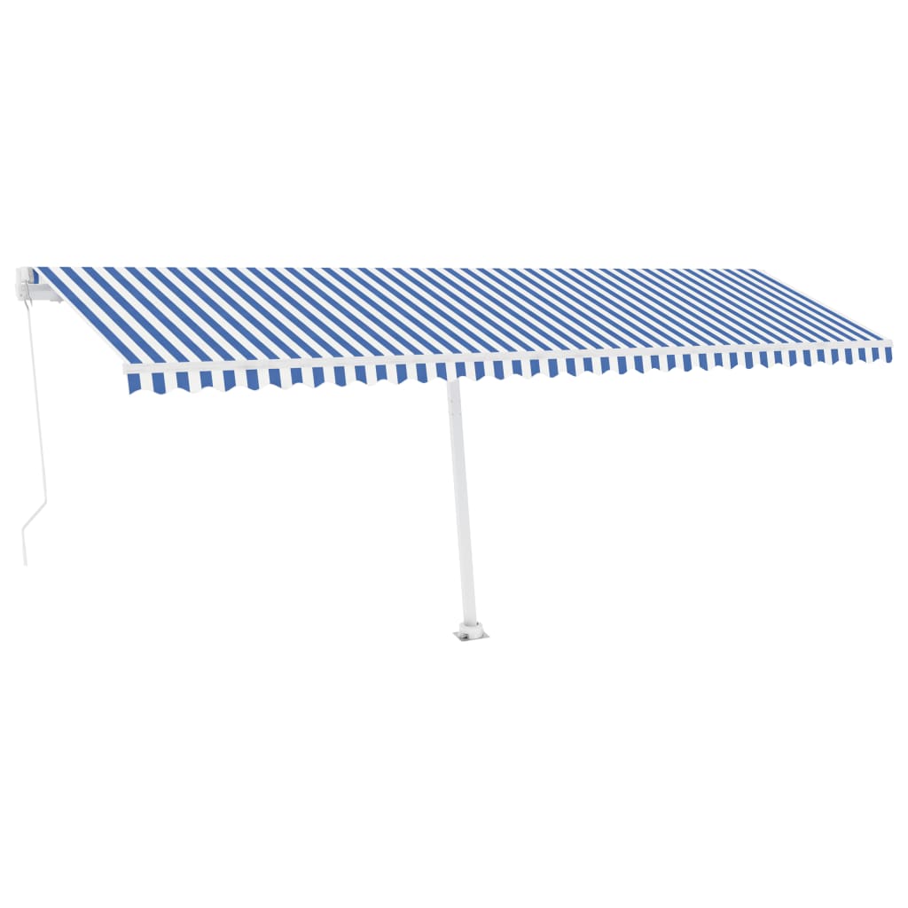 Manual Retractable Awning with LED 600x300 cm Blue and White