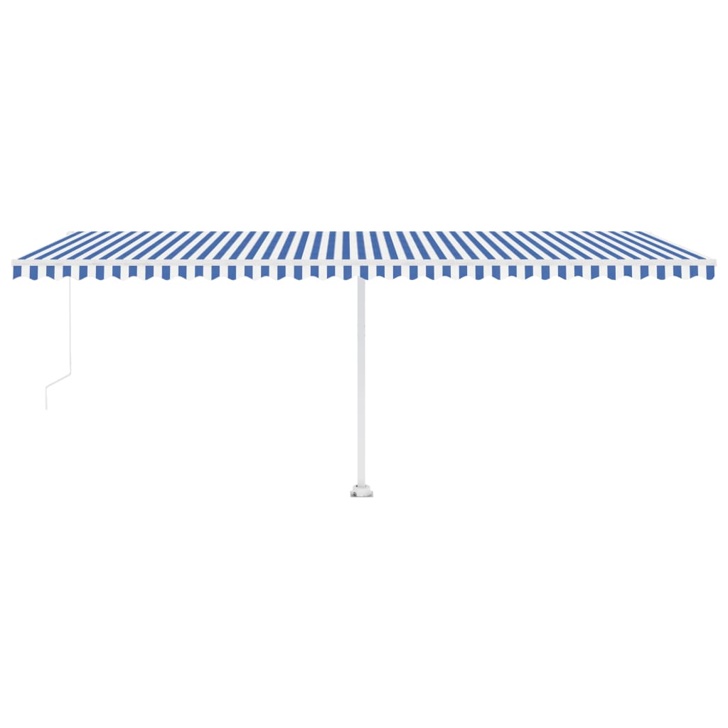 Manual Retractable Awning with LED 600x300 cm Blue and White