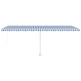 Manual Retractable Awning with LED 600x300 cm Blue and White