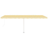 Manual Retractable Awning with LED 600x300 cm Yellow and White