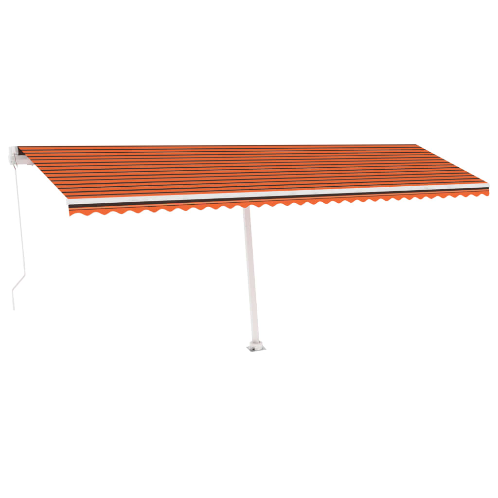 Manual Retractable Awning with LED 600x300 cm Orange and Brown