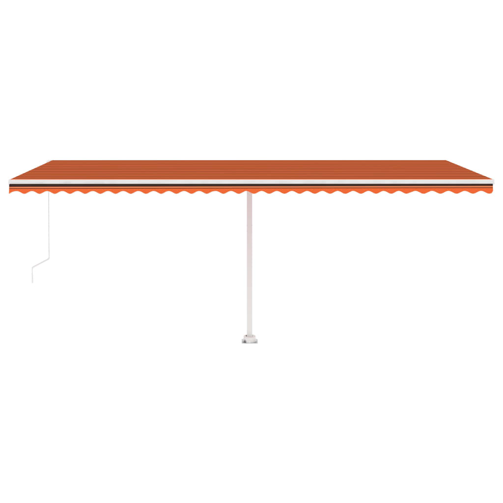 Manual Retractable Awning with LED 600x300 cm Orange and Brown