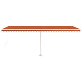 Manual Retractable Awning with LED 600x300 cm Orange and Brown