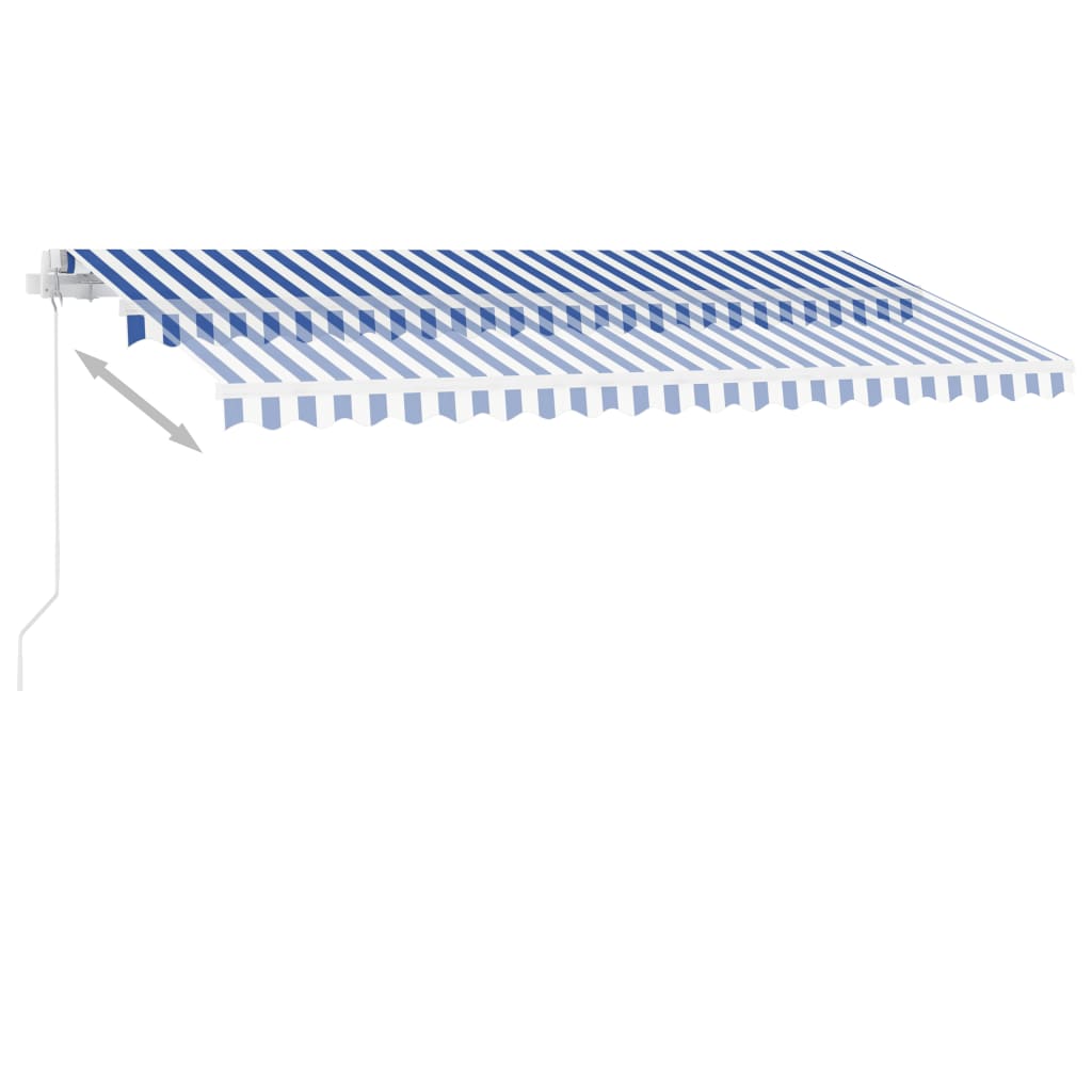 Manual Retractable Awning with LED 400x350 cm Blue and White