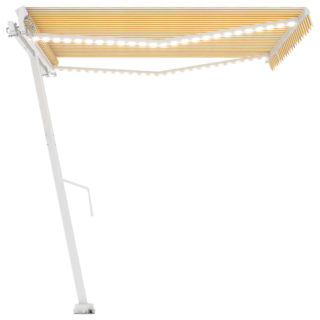 Manual Retractable Awning with LED 400x350 cm Yellow and White