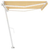 Manual Retractable Awning with LED 400x350 cm Yellow and White